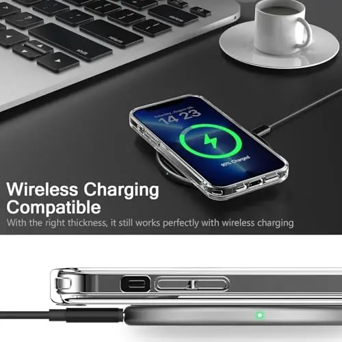 bicol Compatible with iPhone 15 Pro Case, Crystal Acrylic Clear with Fashionable Pattern Designs for Girls Women, Slim Fit Shockproof Protective Phone Cover 6.1 inch,Blooming Wildflower - 4