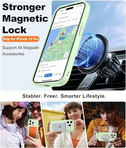BossKiss Compatible with iPhone 15 Pro Case, [Compatible with Magsafe] [Screen+Camera Protector] Magnetic Translucent Matte Women Men Girl Protective Cover for iPhone 15 Pro 6.1