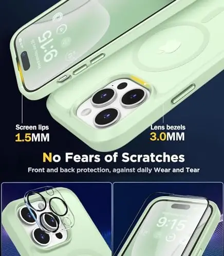 BossKiss Compatible with iPhone 15 Pro Case, [Compatible with Magsafe] [Screen+Camera Protector] Magnetic Translucent Matte Women Men Girl Protective Cover for iPhone 15 Pro 6.1