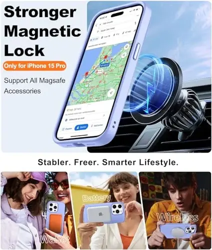 iPhone 15 Pro Kılıfı ile Uyumlu BossKiss, [Magsafe ile Uyumlu] [Ekran+Kamera Koruyucu] Manyetik Yarı Saydam Mat Kadın Erkek Kız Koruyucu Kapak iPhone 15 Pro 6.1