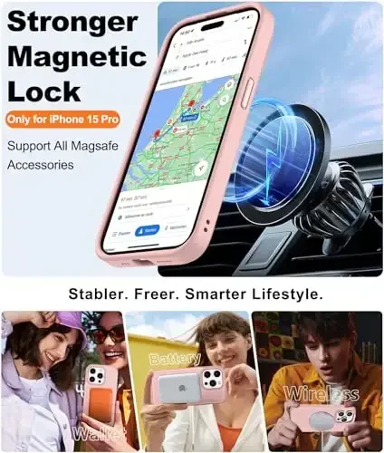 BossKiss Compatible with iPhone 15 Pro Case, [Compatible with Magsafe] [Screen+Camera Protector] Magnetic Translucent Matte Women Men Girl Protective Cover for iPhone 15 Pro 6.1