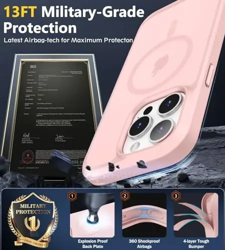 BossKiss Compatible with iPhone 15 Pro Case, [Compatible with Magsafe] [Screen+Camera Protector] Magnetic Translucent Matte Women Men Girl Protective Cover for iPhone 15 Pro 6.1