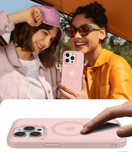 BossKiss Compatible with iPhone 15 Pro Case, [Compatible with Magsafe] [Screen+Camera Protector] Magnetic Translucent Matte Women Men Girl Protective Cover for iPhone 15 Pro 6.1