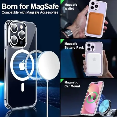 BossKiss Compatible with iPhone 15 Pro Case, [Compatible with Magsafe] [Screen+Camera Protector] Magnetic Translucent Matte Women Men Girl Protective Cover for iPhone 15 Pro 6.1