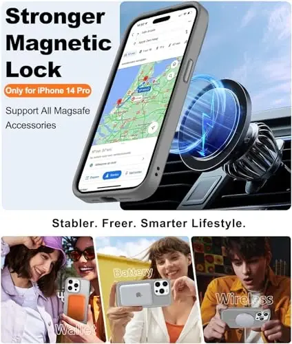 BossKiss Compatible with iPhone 15 Pro Case, [Compatible with Magsafe] [Screen+Camera Protector] Magnetic Translucent Matte Women Men Girl Protective Cover for iPhone 15 Pro 6.1