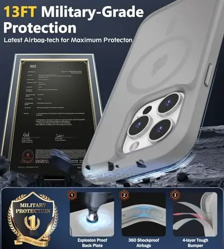 BossKiss Compatible with iPhone 15 Pro Case, [Compatible with Magsafe] [Screen+Camera Protector] Magnetic Translucent Matte Women Men Girl Protective Cover for iPhone 15 Pro 6.1