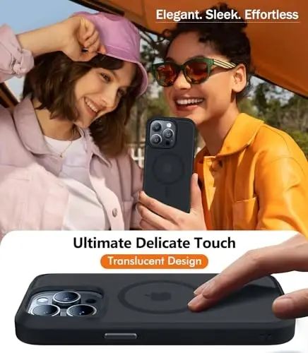 BossKiss Compatible with iPhone 15 Pro Case, [Compatible with Magsafe] [Screen+Camera Protector] Magnetic Translucent Matte Women Men Girl Protective Cover for iPhone 15 Pro 6.1