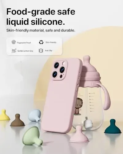 GOODVISH Compatible with iPhone 15 Pro Case, Silicone Upgraded [Enhanced Camera Protection] Phone Case with [2 Screen Protectors], Soft Anti-Scratch Microfiber Lining Inside, 6.1 inch, Sand Pink - 3