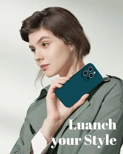 GOODVISH Compatible with iPhone 15 Pro Case, Silicone Upgraded [Enhanced Camera Protection] Phone Case with [2 Screen Protectors], Soft Anti-Scratch Microfiber Lining Inside, 6.1 inch, Dark Green - 7