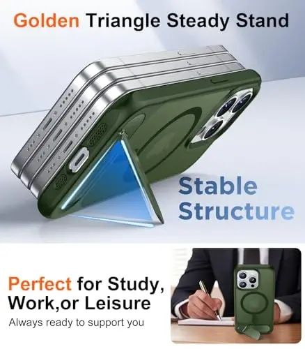 Temdan Magnetic Compatible with iPhone 15 Pro Case, [Built-in Invisible Kickstand][Compatible with MagSafe][Military Grade Shockproof] Slim Translucent Matte Phone Case for iPhone 15 Pro 6.1