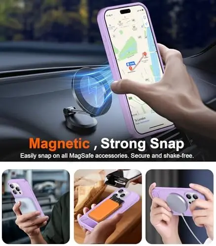 Temdan Magnetic Compatible with iPhone 15 Pro Case, [Built-in Invisible Kickstand][Compatible with MagSafe][Military Grade Shockproof] Slim Translucent Matte Phone Case for iPhone 15 Pro 6.1
