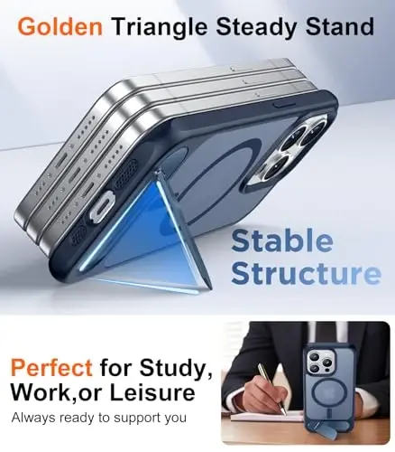 Temdan Magnetic Compatible with iPhone 15 Pro Case, [Built-in Invisible Kickstand][Compatible with MagSafe] [Military Grade Shockproof] Slim Translucent Matte Phone Case for iPhone 15 Pro 6.1