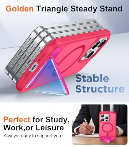 Temdan Magnetic Compatible with iPhone 15 Pro Case, [Built-in Invisible Kickstand][Compatible with MagSafe][Military Grade Shockproof] Slim Translucent Matte Phone Case for iPhone 15 Pro 6.1