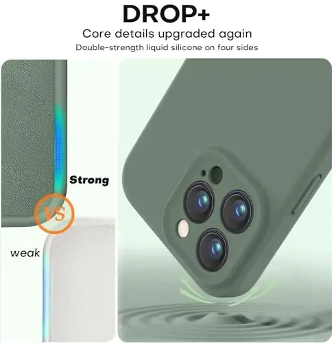 Vooii Compatible with iPhone 15 Pro Case, Upgrade Defender Liquid Silicone, [Enhanced Camera Protection] [Soft Anti-Scratch Microfiber Lining] Shockproof Phone Case iPhone 15 Pro 6.1 inch - Cypress - 4