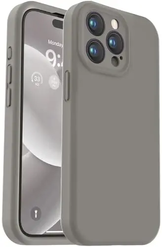 Vooii Compatible with iPhone 15 Pro Case, Upgrade Defender Liquid Silicone, [Enhanced Camera Protection] [Soft Anti-Scratch Microfiber Lining] Shockproof Phone Case iPhone 15 Pro - Natural Titanium - 1