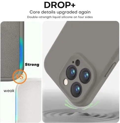 Vooii Compatible with iPhone 15 Pro Case, Upgrade Defender Liquid Silicone, [Enhanced Camera Protection] [Soft Anti-Scratch Microfiber Lining] Shockproof Phone Case iPhone 15 Pro - Natural Titanium - 4