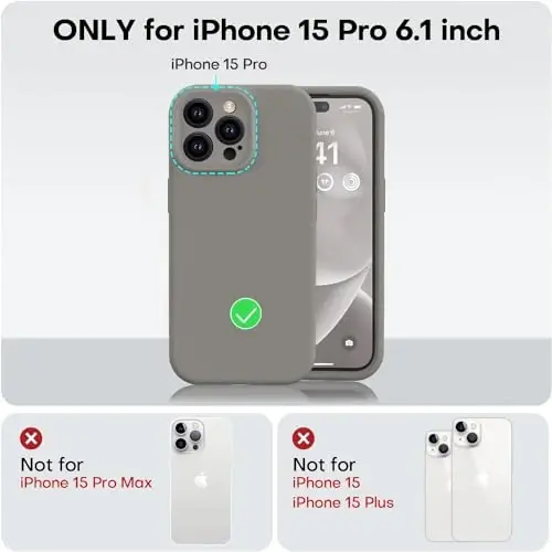 Vooii Compatible with iPhone 15 Pro Case, Upgrade Defender Liquid Silicone, [Enhanced Camera Protection] [Soft Anti-Scratch Microfiber Lining] Shockproof Phone Case iPhone 15 Pro - Natural Titanium - 5