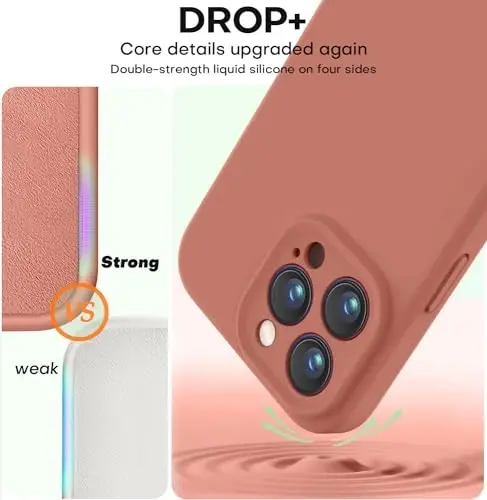 Vooii Compatible with iPhone 15 Pro Case, Upgrade Defender Liquid Silicone, [Camera Protection] [Soft Anti-Scratch Microfiber Lining] Shockproof Phone Case for iPhone 15 Pro 6.1 inch - Caramel - 4