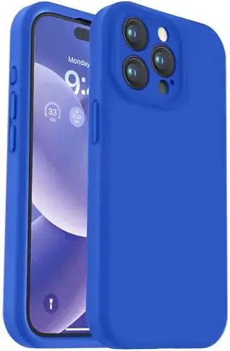 Vooii Compatible with iPhone 15 Pro Case, Upgrade Defender Liquid Silicone, [Enhanced Camera Protection] [Soft Anti-Scratch Microfiber Lining] Shockproof Phone Case iPhone 15 Pro 6.1 inch - Klein Blue - VOOII