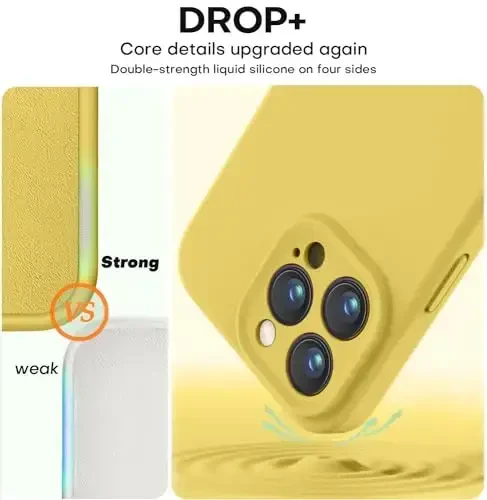 Vooii Compatible with iPhone 15 Pro Case, Upgrade Defender Liquid Silicone, [Enhanced Camera Protection] [Soft Anti-Scratch Microfiber Lining] Shockproof Phone Case iPhone 15 Pro - Canary Yellow - 4