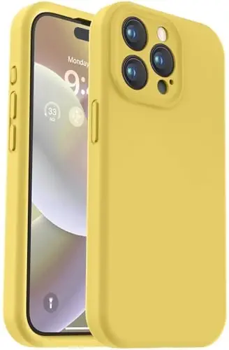 Vooii Compatible with iPhone 15 Pro Case, Upgrade Defender Liquid Silicone, [Enhanced Camera Protection] [Soft Anti-Scratch Microfiber Lining] Shockproof Phone Case iPhone 15 Pro - Canary Yellow - 1