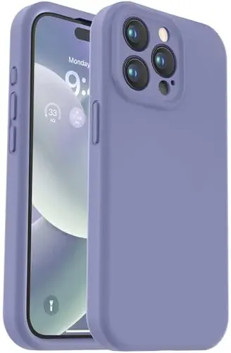 Vooii Compatible with iPhone 15 Pro Case, Upgrade Liquid Silicone, [Enhanced Camera Protection] [Soft Anti-Scratch Microfiber Lining] Shockproof Phone Case iPhone 15 Pro 6.1 inch - Lavender Grey - 1