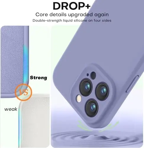 Vooii Compatible with iPhone 15 Pro Case, Upgrade Liquid Silicone, [Enhanced Camera Protection] [Soft Anti-Scratch Microfiber Lining] Shockproof Phone Case iPhone 15 Pro 6.1 inch - Lavender Grey - 4