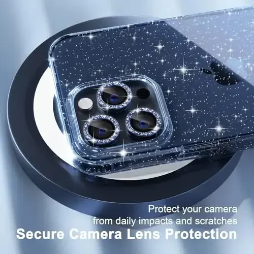 Choiche Compatible for iPhone 15 Pro Case Women Phone Case, Cute Bling Sparkly, Military Grade Drop Protection, 3 Diamond Camera Lens Covers, 2 Tempered Glass Protectors, 6.1 inch (Glitter Blue) - 3