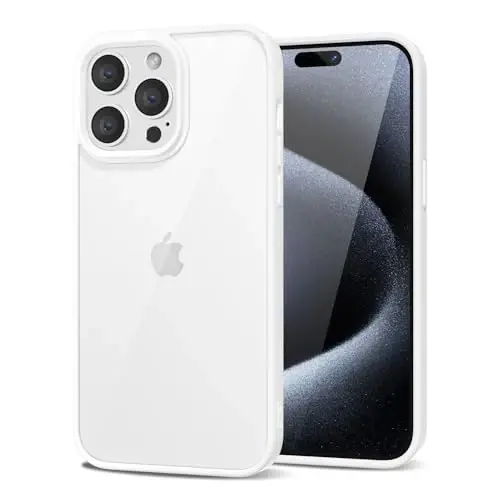 LoeoeL for iPhone 15 Pro Case Clear, Transparent Hybrid 15 Pro Phone Case [Hard Plastic & Soft Silicone Bumper] Acrylic Non Yellowing Thin Slim Protective Cover for Women, White 