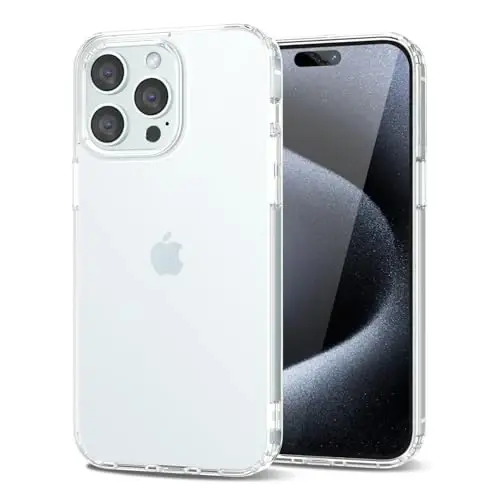 LoeoeL for iPhone 15 Pro Case Clear, Transparent Hybrid 15 Pro Phone Case [Hard Plastic & Soft Silicone Bumper] Acrylic Non Yellowing Thin Slim Protective Cover for Women, Crystal Clear - 14