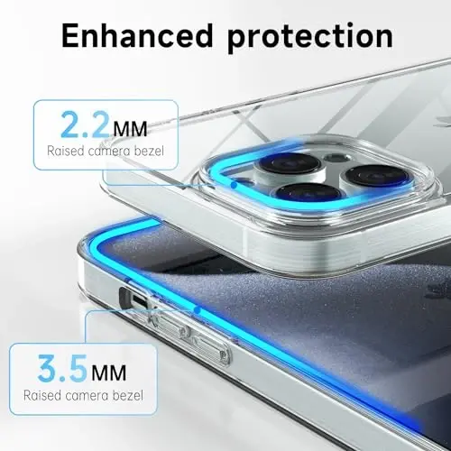 LoeoeL for iPhone 15 Pro Case Clear, Transparent Hybrid 15 Pro Phone Case [Hard Plastic & Soft Silicone Bumper] Acrylic Non Yellowing Thin Slim Protective Cover for Women, Crystal Clear - 10