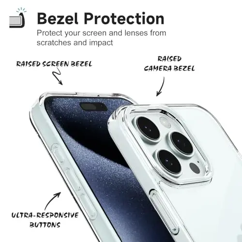 iPhone 15 Pro Kılıfı Şeffaf için LoeoeL, Şeffaf Hibrit 15 Pro Telefon Kılıfı [Sert Plastik ve Yumuşak Silikon Tampon] Akrilik Sararmayan İnce Koruyucu Kapak Kadınlar için, Kristal Berraklığında - 4