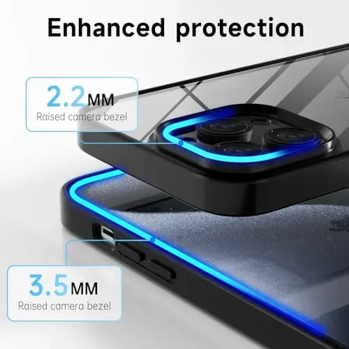 LoeoeL for iPhone 15 Pro Case Clear, Transparent Hybrid 15 Pro Phone Case [Hard Plastic & Soft Silicone Bumper] Acrylic Non Yellowing Thin Slim Protective Cover for Women, Black - 4