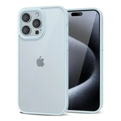 iPhone 15 Pro Kılıfı Şeffaf LoeoeL, Şeffaf Hibrit 15 Pro Telefon Kılıfı [Sert Plastik ve Yumuşak Silikon Tampon] Akrilik Sararmayan İnce Koruyucu Kapak Kadınlar için, Açık Mavi 