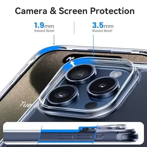 Mkeke for iPhone 15 Pro Case Clear, [Not Yellowing] [Military Grade Protection] Slim Shockproof Phone Cases for iPhone 15 Pro 2023 - 4