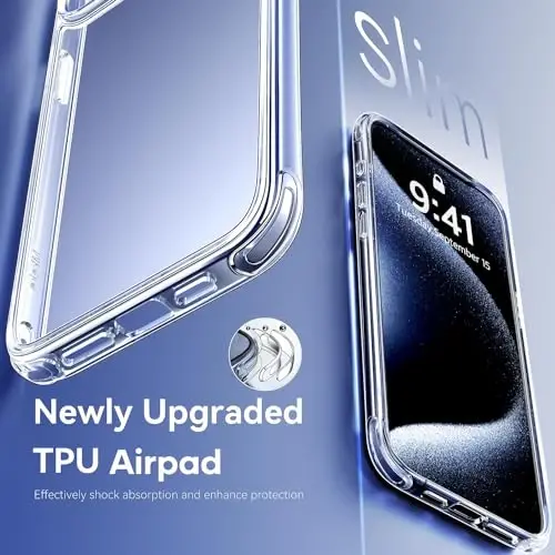 Mkeke for iPhone 15 Pro Case Clear, [Not Yellowing] [Military Grade Protection] Slim Shockproof Phone Cases for iPhone 15 Pro 2023 - 3