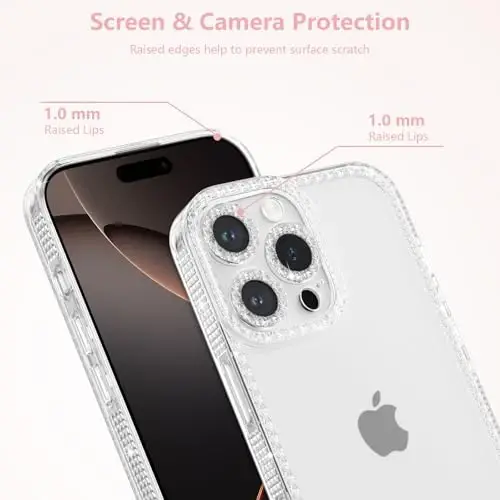ZTOFERA Designed for iPhone 15 Pro Max 6.7 inch,Sparkly Cute Clear Case for Women Girls,Glitter Bling Flexible Soft TPU Silicone Bumper Protective Cover for iPhone 15 Pro Max,Clear - ZTOFERA (1)