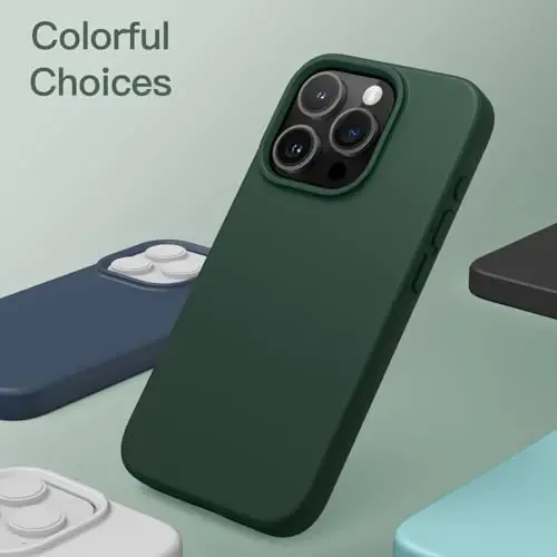 iPhone 15 Pro Max 6.7-Inch uchun JETech Silikon G‘ilof, Mayin-Silliq Tegishli To‘liq Korpusli Himoya Telefon G‘ilofi, Zarbaga Chidamli Qopqoq (To‘q Yashil) - JETECH