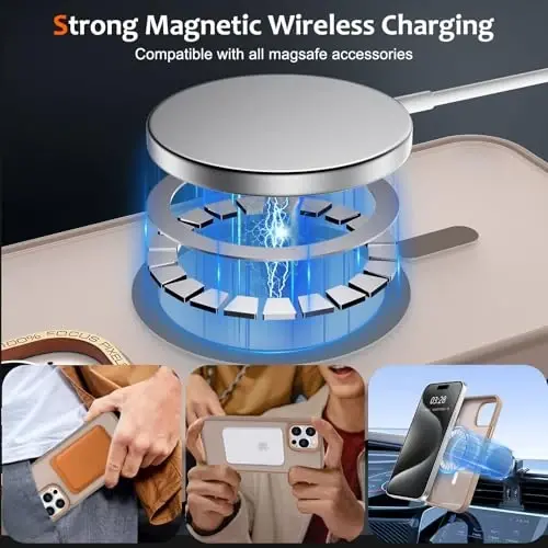 Anuck Case for iPhone 15 Pro Max Case Magnetic Phone Case Compatible with MagSafe, Soft TPU Bumper Hard Translucent Matte Back Slim Fit Shockproof Protective Cover for Men Women Girls - Brown - ANUCK (1)