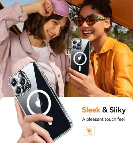 CANSHN Magnetic for iPhone 15 Pro Max Case Clear, Upgraded [Full Camera Protection] [Compatible with Magsafe] Non-Yellowing Protective Shockproof Bumper Phone Case 6.7 inch - Clear - 7