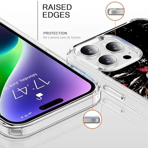bicol Case for iPhone 15 Pro Max with Screen Protector, Enhanced Camera Protection - Wireless Charging - Slim Shockproof Protective Acrylic Clear Cover for Women Girls- Snowman with Deer - BICOL (1)