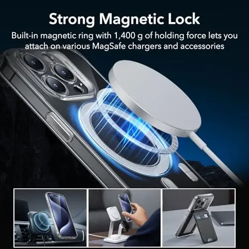ESR for iPhone 15 Pro Max Case, Compatible with MagSafe, Military-Grade Protection, Resists Yellowing and Scratches, Magnetic Phone Case for iPhone 15 Pro Max, Zero Series, Clear - 5