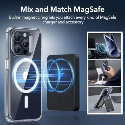 ESR for iPhone 15 Pro Max Case, Compatible with MagSafe, Military-Grade Protection, Yellowing Resistant, Scratch-Resistant Back, Magnetic Phone Case for iPhone 15 Pro Max, Classic Series, Clear - 5