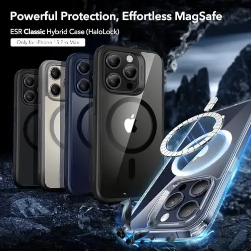 ESR for iPhone 15 Pro Max Case, Compatible with MagSafe, Military-Grade Protection, Yellowing Resistant, Scratch-Resistant Back, Magnetic Phone Case for iPhone 15 Pro Max, Classic Series, Clear - 2