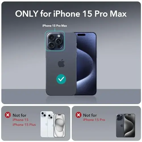 ESR for iPhone 15 Pro Max Case, Compatible with MagSafe, Military-Grade Protection, Yellowing Resistant, Scratch-Resistant Back, Magnetic Phone Case for iPhone 15 Pro Max, Classic Series,Frosted Black - 3
