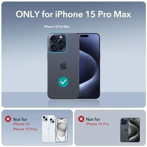 ESR for iPhone 15 Pro Max Case, Compatible with MagSafe, Military-Grade Protective Case, Built-in Stash Stand Phone Case, Scratch-Resistant Back Cover, Classic Series,Clear Dark Blue - ESR (1)
