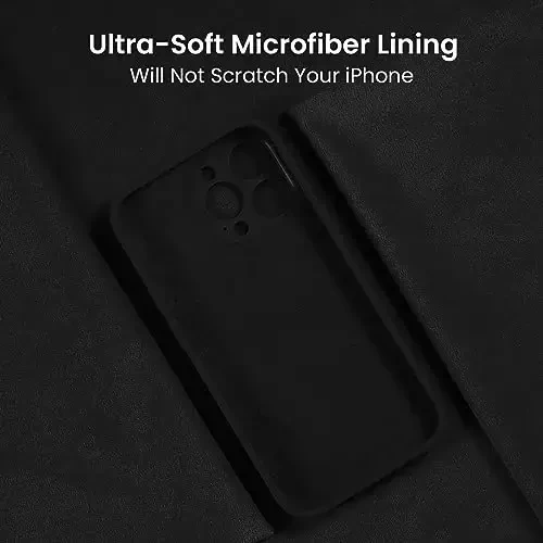 FireNova Designed for iPhone 15 Pro Max Case, Silicone Upgraded [Camera Protection] Phone Case with [2 Screen Protectors], Soft Anti-Scratch Microfiber Lining Inside, 6.7 inch, Black - 5