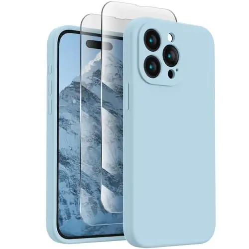 FireNova Designed for iPhone 15 Pro Max Case, Silicone Upgraded [Camera Protection] Phone Case, Soft Anti-Scratch Microfiber Lining Inside, 6.7 inch, Sky Blue - FIRENOVA