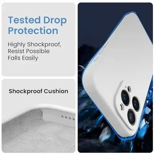 FireNova Designed for iPhone 15 Pro Max Case, Silicone Upgraded [Camera Protection] Phone Case with [2 Screen Protectors], Soft Anti-Scratch Microfiber Lining Inside, 6.7 inch, White - 4