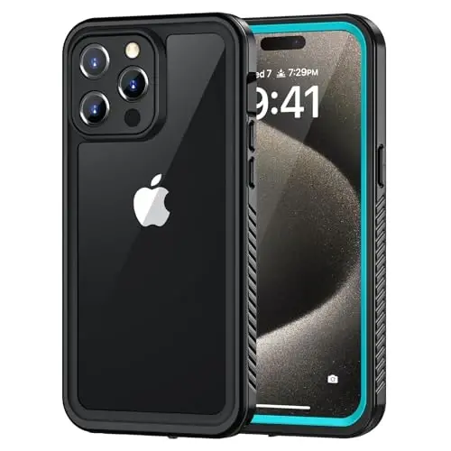 Lanhiem for iPhone 15 Pro Max Case, IP68 Waterproof Dustproof Shockproof Cases with Built-in Screen Protector, 360 Full Body Heavy Duty Rugged Phone Cover for iPhone 15 Pro Max - 6.7 inch (Blue) - LANHIEM
